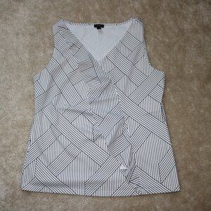 Ann Taylor Geometric Black and White Tank Top